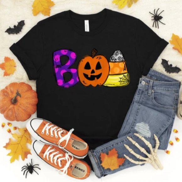 Boo Doodle Letters shirt Halloween Party Halloween T-shirt